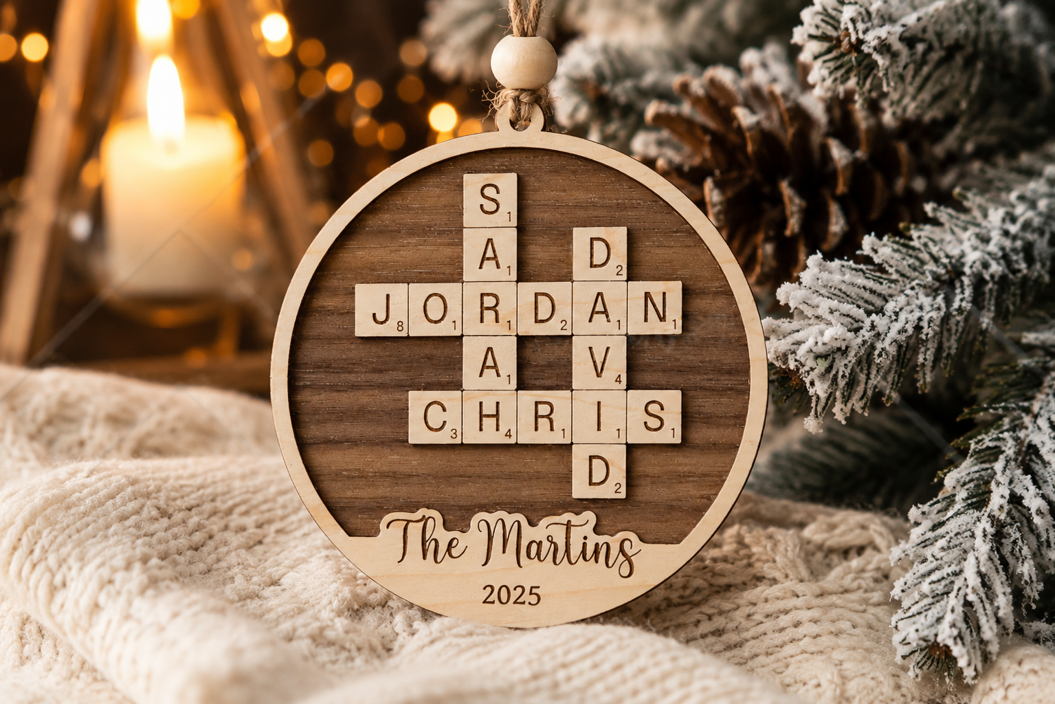 Personalized Family Scrabble Ornament - Image 1